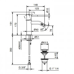 Fantini Nostromo Смеситель для биде, 1 отв., с донным клапаном, цвет: черный матовый