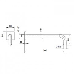 FANTINI Держатель верхнего душа 300 мм., настенный, цвет хром