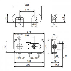 Fantini ICONA CLASSIC Термостатический встраиваемый смеситель для душа, 3/4'' (наружная часть), цвет: хром