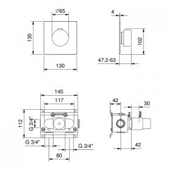 FANTINI AF/21 Смеситель настенный встраиваемый, термостатический, отделка матовая натуральная сталь