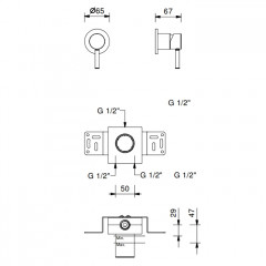 Fantini Nostromo Смеситель для душа, встраиваемый, на 1 источник, (наружняя часть), цвет Matt British Gold PVD