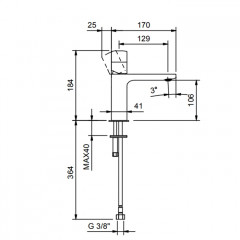 Fantini Nice Смеситель для раковины на 1 отв., излив 130мм, без донного клапана, цвет: черный матовый