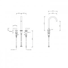 FANTINI ICONA DECO Смеситель для раковины на 3 отверстия, высота излива 194 мм., цвет Nickel PVD