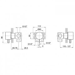 Fantini AF/21 Смеситель для душа, встраиваемый, на 1 источник, (наружняя часть), цвет: Matt Copper PVD