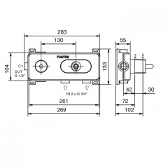 Fantini Внутренняя часть термостатического смесителя для душа, 1 источник, 3/4"