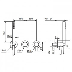 Fantini Lame Смеситель для душа, встраиваемый, на 2 источника, с ручн.душем, (наружняя часть), цвет: хром