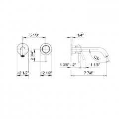 Fantini Nostromo Смеситель для раковины, встраиваемый, на 2 отв, без донного клапана, излив 200мм (наружняя часть), цвет Matt Gun Metal PVD