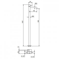 Fantini Nostromo Смеситель для раковины, напольный, без донного клапана, излив 190мм, (наружняя часть), цвет: хром