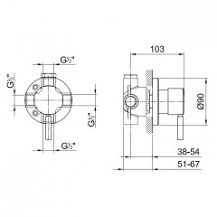 Fantini Nostromo Переключатель на 2 источника, 1/2'', цвет: нержавеющая сталь
