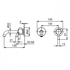 Fantini Icona Classic Смеситель для раковины, встраиваемый, на 2 отв, без донного клапана, излив 160мм (наружняя часть), цвет: хром