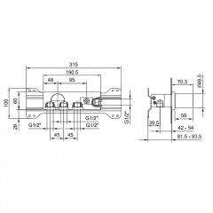 Fantini Внутренняя часть смесителя для душа, переключатель на 2 источника, 1/2'