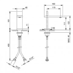 Fantini Ak/25 Смеситель для раковины на 1 отверстие Matt Gun Metal PVD (НА СКладе с ДЕФЕКТОМ фабричным!)