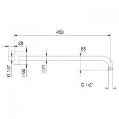 FANTINI Держатель верхнего душа 450 мм., настенный монтаж, цвет Deep Black PVD