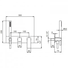 Fantini Mint Смеситель для душа, встраиваемый, на 2 источника, с ручн душем, (наружняя часть), цвет: нержавеющая сталь