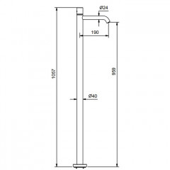 Fantini Nostromo Смеситель для раковины, напольный, без донного клапана, излив 190мм, (наружняя часть), цвет: хром