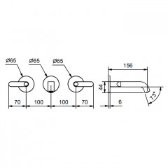 Fantini Icona Deco Смеситель для раковины, встраиваемый, на 3 отв, без донного клапана, излив 150мм (наружняя часть), цвет: хром
