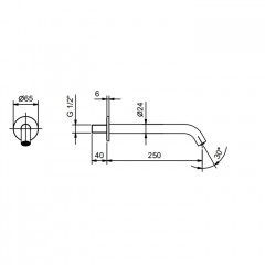 Fantini NOSTROMO Излив смесителя со стены для раковины, излив 25 см, цвет: хром