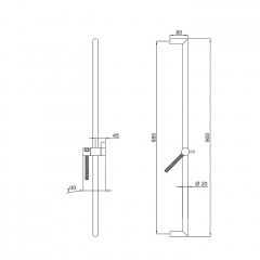 Fantini Milano Душевая штанга 90см с держателем и шлангом 150см, цвет: матовая оружейная сталь
