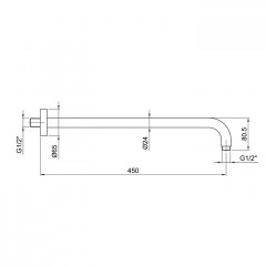 Fantini AF/21 Кронштейн для верхнего душа 45см, цвет Matt Gun Metal PVD