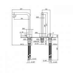 Fantini AF/21 Смеситель для раковины, 2 отв., без донного клапана, излив 190мм, цвет: хром