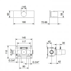 FANTINI MILANO Смеситель для душа встраиваемый, термостатический, внешняя часть, отделка Матовая натуральная сталь
