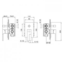 Fantini Внутренняя часть смесителя для душа, переключатель на 2 источника, 1/2"