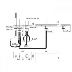 Fantini Milano Смеситель на борт ванны, на 4 отв, с ручн.душем, излив 115мм, цвет: хром