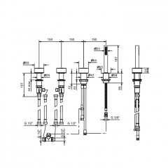 Fantini Nice Смеситель на борт ванны, на 2 источника, 4 отв., без излива, с ручн душем, цвет: хром