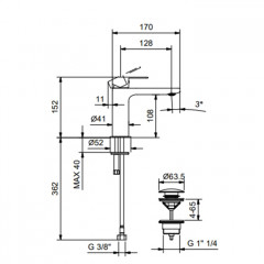 Fantini MYO Смесители для раковины на 1 отверстие , цвет: черный матовый