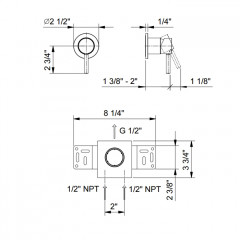 Fantini Nostromo Смеситель для душа, встраиваемый, на 1 источник, (наружняя часть), цвет Matt Gun Metal PVD
