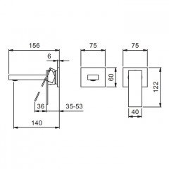 Fantini Mint Смеситель для раковины, встраиваемый, на 2 отв, без донного клапана, излив 140мм (наружняя часть), цвет: нержавеющая сталь