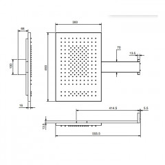 Fantini Acquafit Верхний душ 30х45см настенный, цвет: Matt Gun Metal PVD