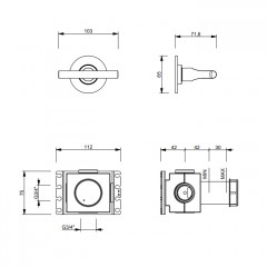 FANTINI SAILING Запорный вентиль настенный встраиваемый, внешняя часть, цвет Matt Gun Metal PVD