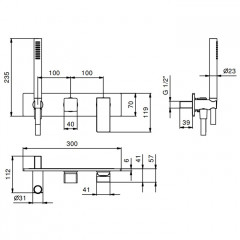 Fantini Mint Смеситель для душа, встраиваемый, на 2 источника, с ручн душем, (наружняя часть), цвет: хром