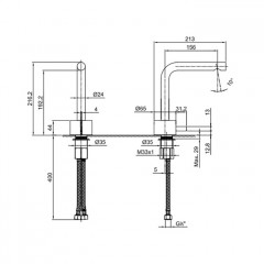 Fantini AF/21 Смеситель для раковины, 1 отв., без донного клапана, излив 155мм, цвет: Matt Copper PVD