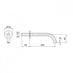 FANTINI VENEZIA Излив для раковины 200 мм., настенный, цвет хром