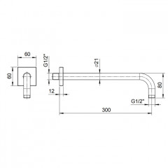 FANTINI Держатель верхнего душа 300 мм., настенный, цвет матовая натуральная сталь