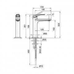 Fantini AL/23 Смеситель для раковины, 1 отв., без донного клапана, излив 120мм, цвет: черный матовый