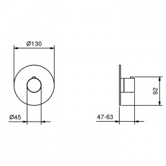 FANTINI Смеситель для душа встраиваемый, термостатический, внешняя часть, отделка Матовая натуральная сталь