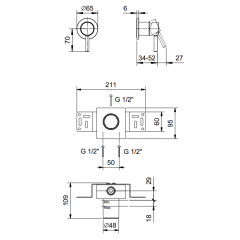 Fantini Nostromo Смеситель для душа, встраиваемый, на 1 источник, (наружняя часть), цвет Matt Copper PVD