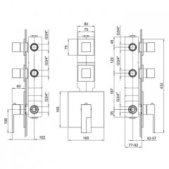 Fantini AR/38 Встраиваемый термостат для душа на 2 источника, 3/4", (без ручки, наружняя часть), цвет: хром