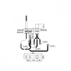Fantini Milano Смеситель на борт ванны, на 3 отв, на 2 источника, с ручн.душем, без излива, цвет: Matt Gun Metal PVD