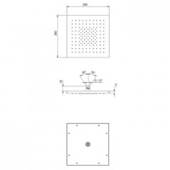 FANTINI Верхний душ 300х300 мм., цвет Matt British Gold PVD