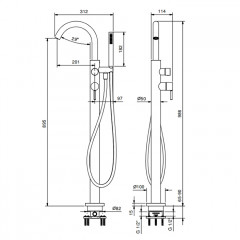 FANTINI NOSTROMO Смеситель для ванны напольный, излив 201 мм, внешняя часть, цвет Matt British Gold PVD