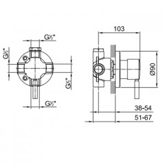 Fantini Внутренняя часть смесителя для душа, переключатель на 2 источника, с Eco System, 1/2''