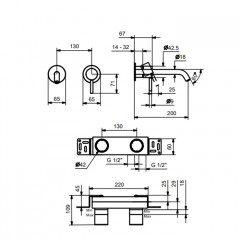 Fantini NOSTROMO SMALL Смесители из стены для раковины наружная часть, цвет: хром