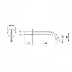 FANTINI VENEZIA Излив для ванны 203 мм., настенный, цвет золото плюс
