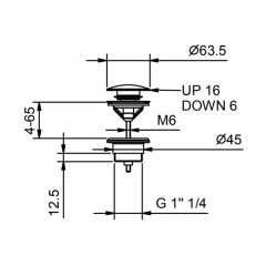 FANTINI Донный клапан для раковины, нажимной, с механизмом ''Push-Open'', цвет Matt British Gold PVD