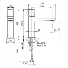 Fantini Lame Смеситель для раковины, 1 отв., без донного клапана, излив 135мм, цвет: хром