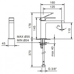 Fantini Mint Смеситель для раковины, 1 отв., без донного клапана, излив 125мм, цвет: хром